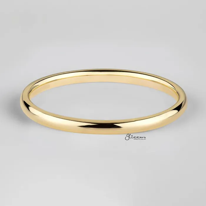Gold Plated 2mm Wide Glossy Mirror Polished Stainless Steel Plain Band Ring Glitters Rings