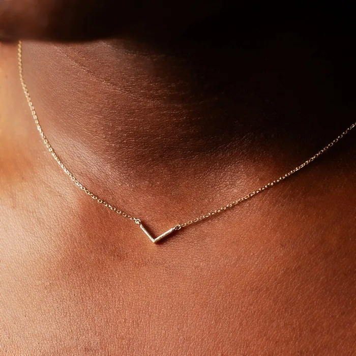 Grayling Necklaces Modern V Bar Link Necklace 14K Solid Gold