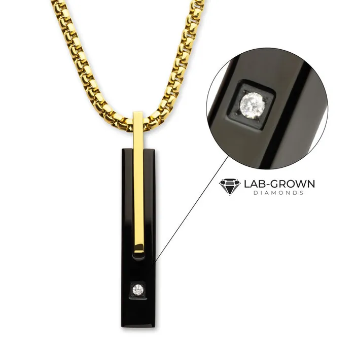 Inox 18K Gold IP Stainless Steel and Lab Grown Diamond Pendant SALESONE PreStyled Sets Inox 18K Gold IP Stainless Steel and Lab Grown Diamond Pendant SALESONE PreStyled Sets