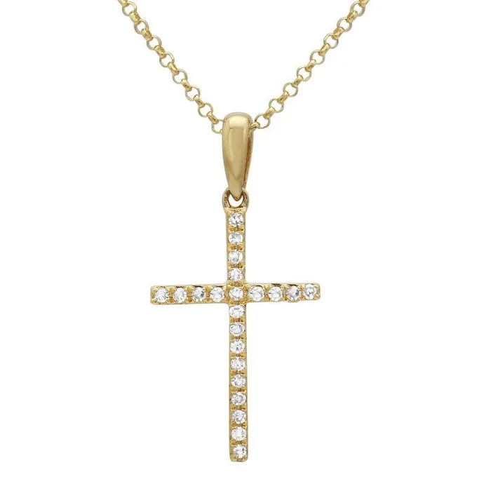 Izakov Diamonds Fine Jewelry 14K Gold Diamond Pave Cross Necklace Necklaces