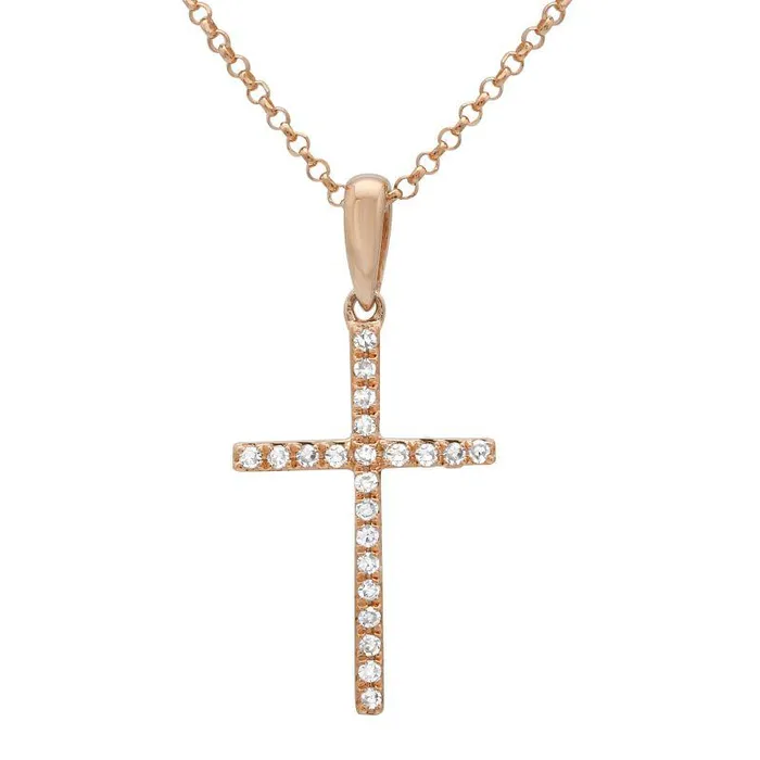 Izakov Diamonds Fine Jewelry 14K Gold Diamond Pave Cross Necklace Necklaces