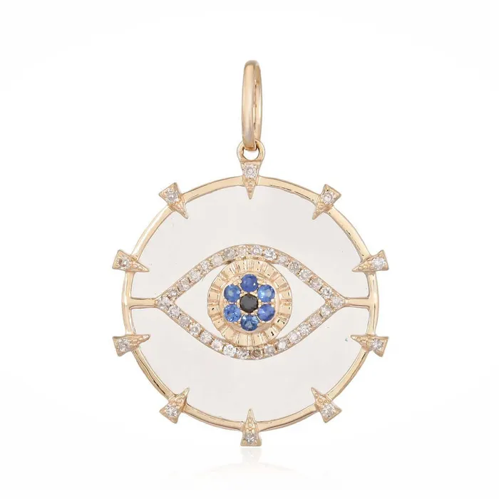 Izakov Diamonds Fine Jewelry Necklaces 14K Gold Diamond Evil Eye On Crystal Necklace Charm Izakov Diamonds Fine Jewelry Necklaces 14K Gold Diamond Evil Eye On Crystal Necklace Charm