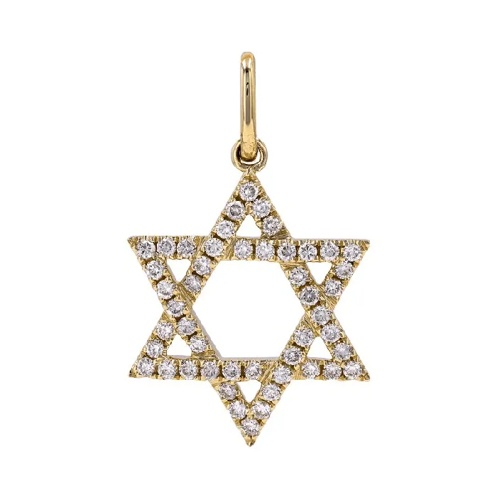 Izakov Diamonds Fine Jewelry Necklaces 14K Gold Large Star of David Diamond Necklace Charm