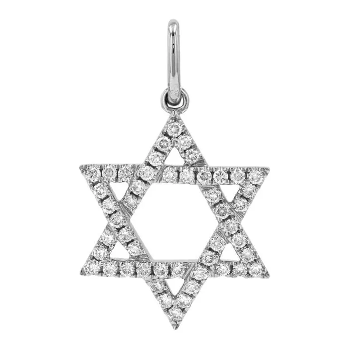 Izakov Diamonds Fine Jewelry Necklaces 14K Gold Large Star of David Diamond Necklace Charm