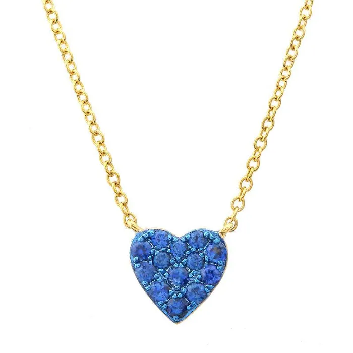Izakov Diamonds Fine Jewelry Necklaces 14K Gold Micro Pave Gemstone Heart Necklace Izakov Diamonds Fine Jewelry Necklaces 14K Gold Micro Pave Gemstone Heart Necklace