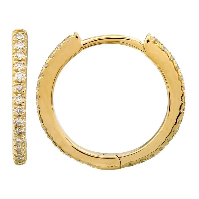 Izakov Diamonds Fine Jewelry PreStyled Sets 14K Gold Micro Pave Diamond Eternity Huggies