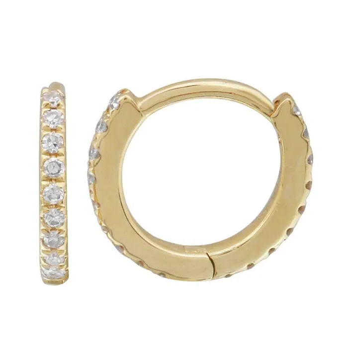 Izakov Diamonds Fine Jewelry PreStyled Sets 14K Gold Micro Pave Diamond Eternity Huggies