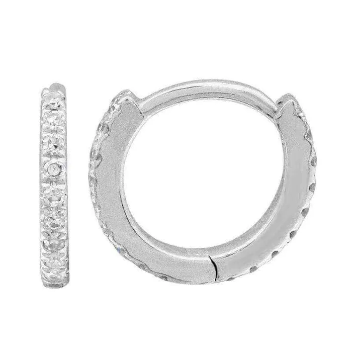 Izakov Diamonds Fine Jewelry PreStyled Sets 14K Gold Micro Pave Diamond Eternity Huggies