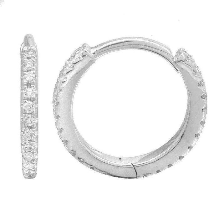 Izakov Diamonds Fine Jewelry PreStyled Sets 14K Gold Micro Pave Diamond Eternity Huggies