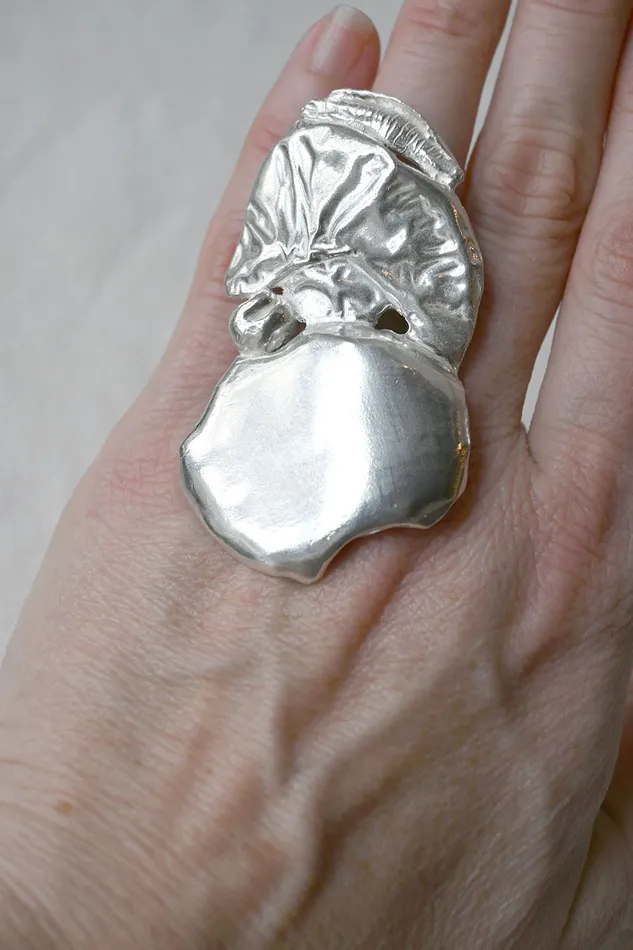 Joanne Burke Large Anemone Ring Silver Rings