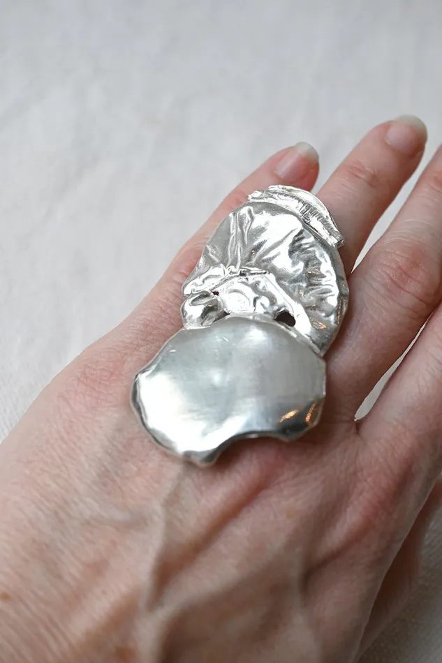 Joanne Burke Large Anemone Ring Silver Rings