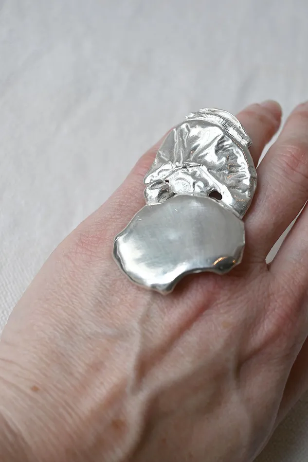 Joanne Burke Large Anemone Ring Silver Rings