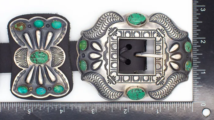 Kirk Smith Vintage Sterling Silver Turquoise Concho Belt Crown Jewels Coin Rings