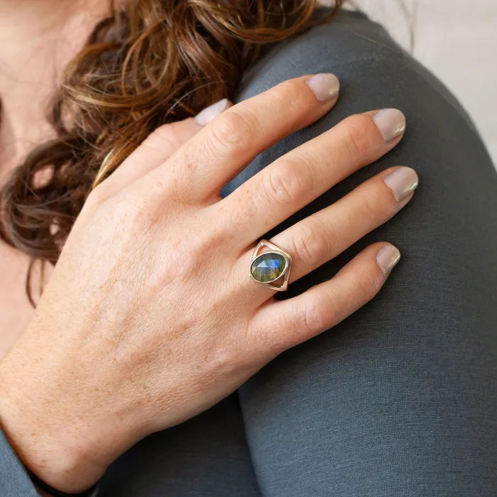 Labradorite Silver Cleo Ring 5 Corey Egan Rings