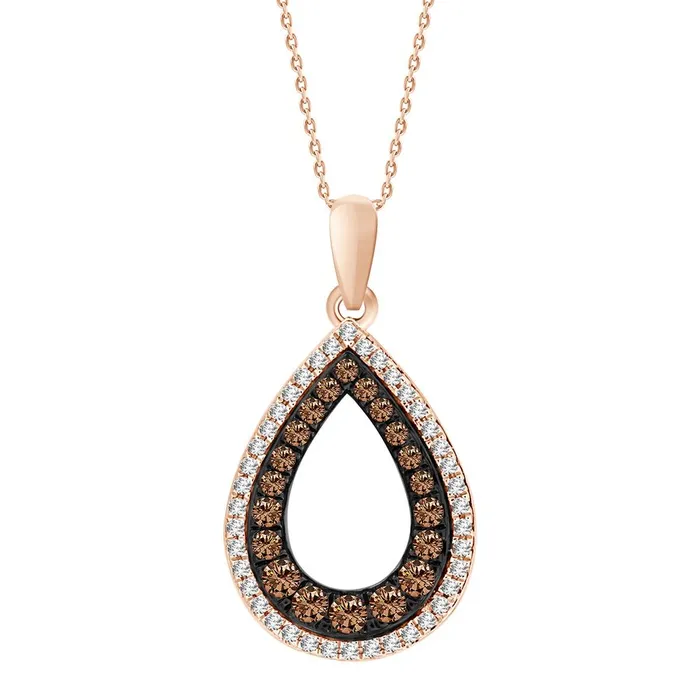 LADIES PENDANT WITH CHAIN 025CT ROUNDDARK BROWN DIAMOND 14K ROSE GOLD AV Necklaces LADIES PENDANT WITH CHAIN 025CT ROUNDDARK BROWN DIAMOND 14K ROSE GOLD AV Necklaces