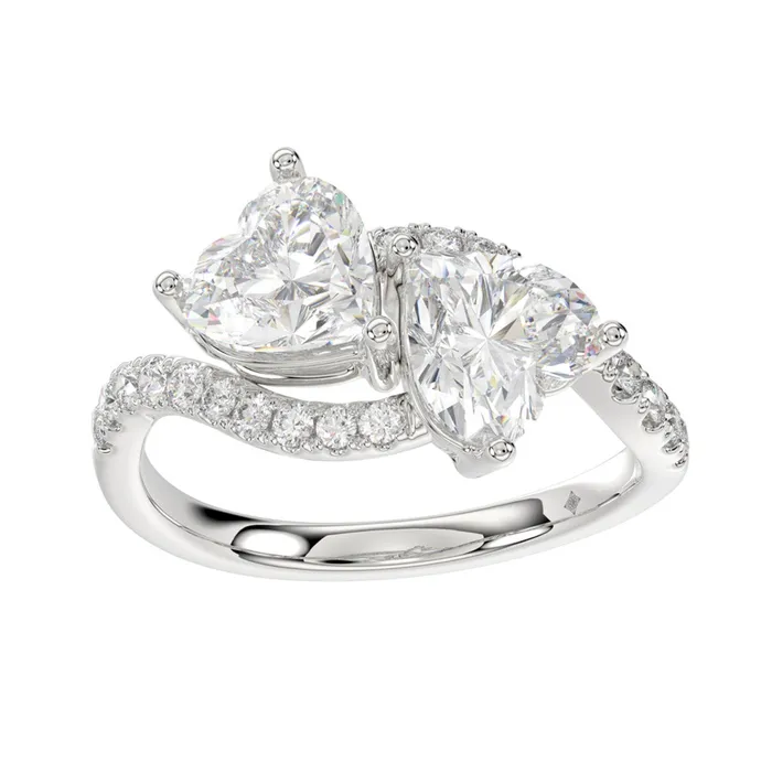 LADIES RING 34CT ROUNDHEART DIAMOND 14K WHITE GOLD Ethos Rings