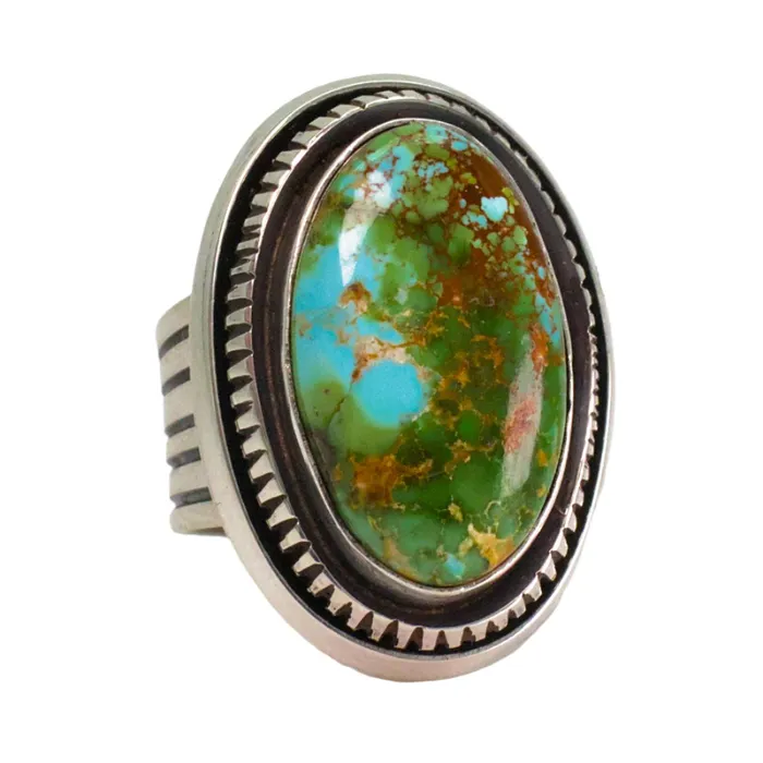 Leonard Nez Navajo Handmade Sterling Silver Turquoise Ring Crown Jewels Coin Rings Leonard Nez Navajo Handmade Sterling Silver Turquoise Ring Crown Jewels Coin Rings