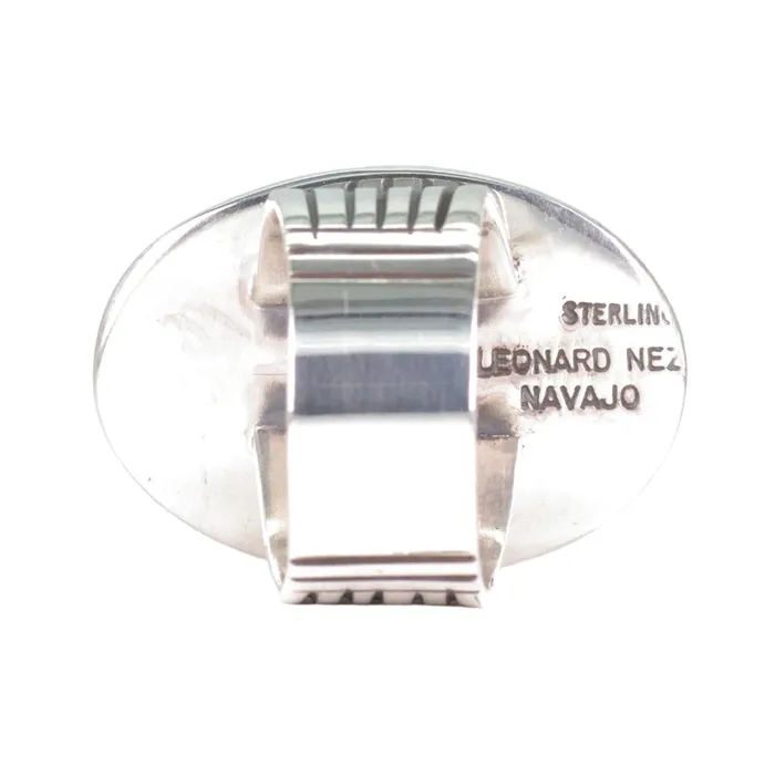 Leonard Nez Navajo Handmade Sterling Silver Turquoise Ring Crown Jewels Coin Rings