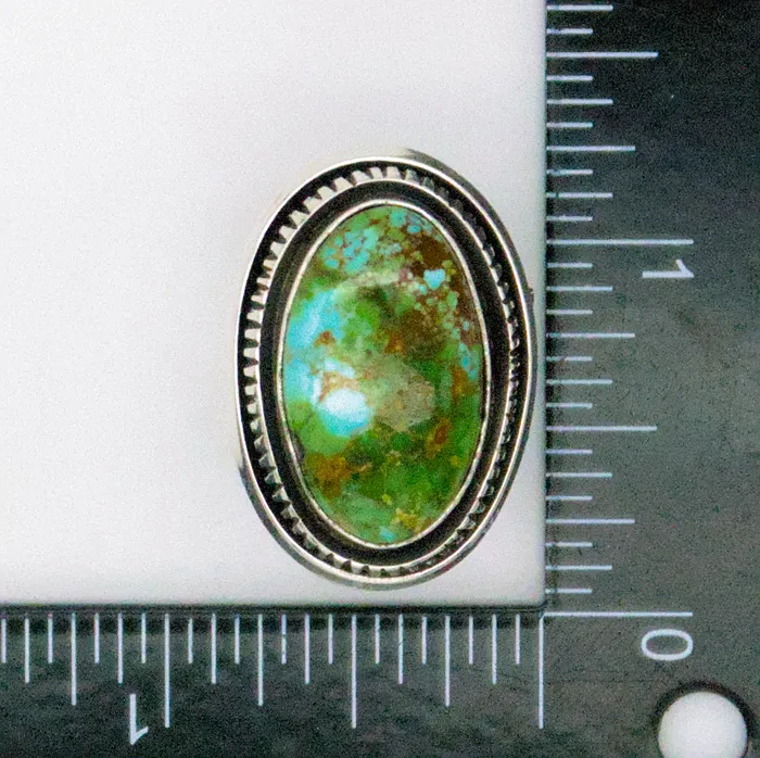 Leonard Nez Navajo Handmade Sterling Silver Turquoise Ring Crown Jewels Coin Rings