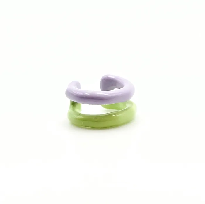 Love Ko Jewelry Earrings TWO TONE EAR CUFF Single Cuff Purple Green