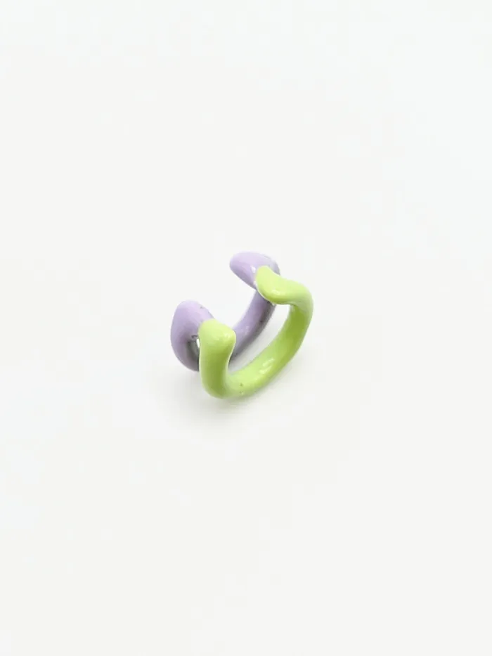 Love Ko Jewelry Earrings TWO TONE EAR CUFF Single Cuff Purple Green