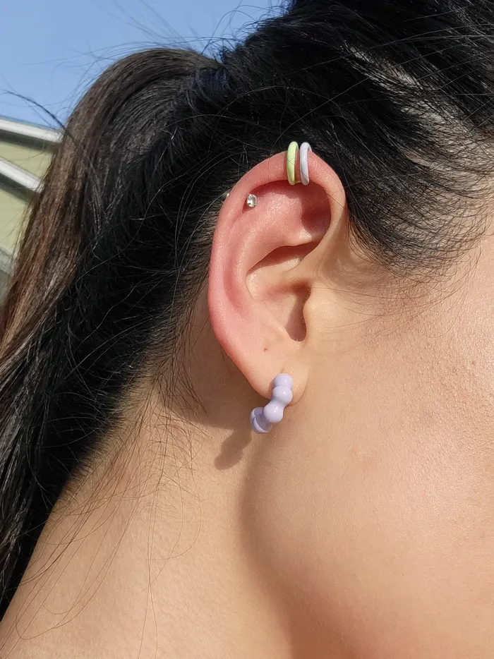 Love Ko Jewelry Earrings TWO TONE EAR CUFF Single Cuff Purple Green