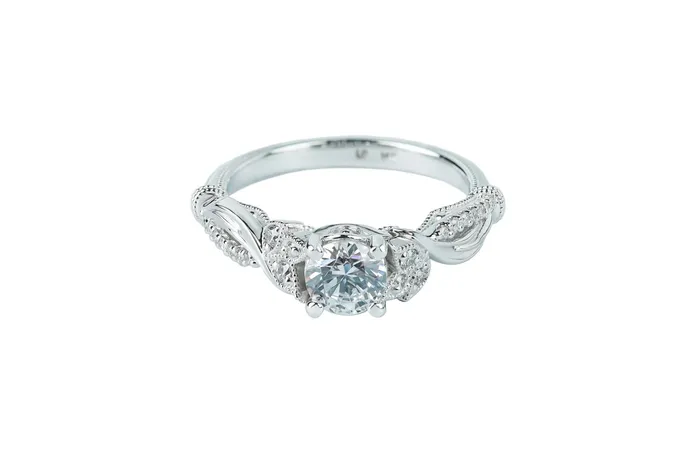 Luminar Rings Luminar 23 ctw Floral Milgrain Diamond Engagement Ring