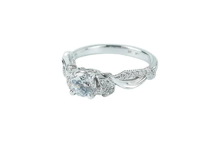 Luminar Rings Luminar 23 ctw Floral Milgrain Diamond Engagement Ring