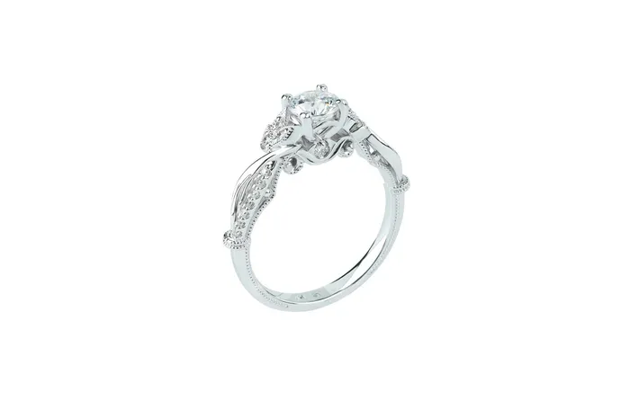 Luminar Rings Luminar 23 ctw Floral Milgrain Diamond Engagement Ring