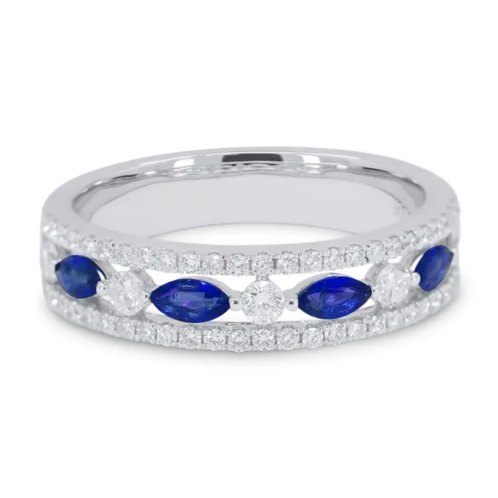 Madison L 14K White Gold 96ctw Band Style Diamond and Sapphires Ring MADISON L Rings Madison L 14K White Gold 96ctw Band Style Diamond and Sapphires Ring MADISON L Rings