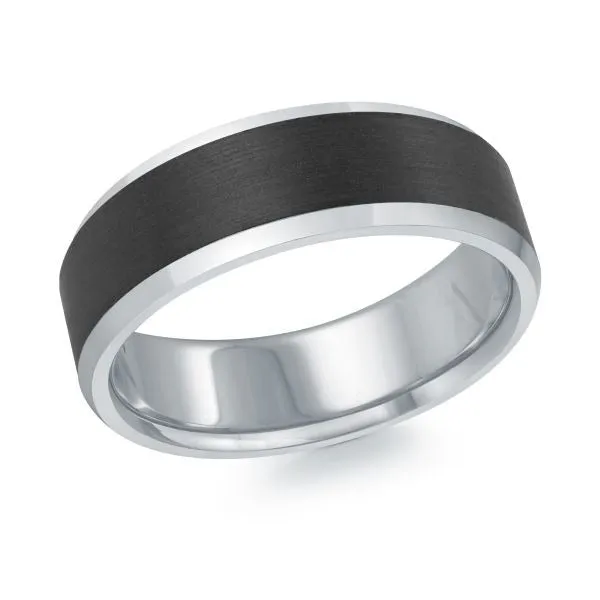 Malo 7mm Carbon FIber and 14K White Gold Wedding Band MALO BANDS Rings