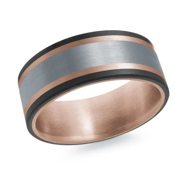 Malo 85mm Tantalum and 14K Rose Gold Wedding Band MALO BANDS Rings