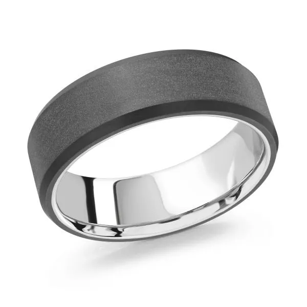 MALO BANDS Malo 7mm Carbon Fiber and 14K White Gold Wedding Band Rings
