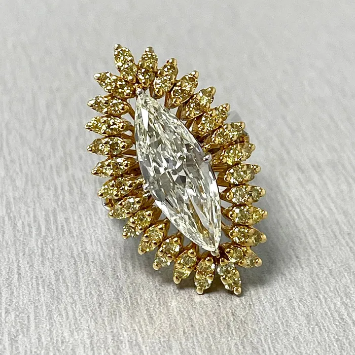 Marquise Diamond Halo Ring 375 ct Diamonds in Gold Beauvince Rings