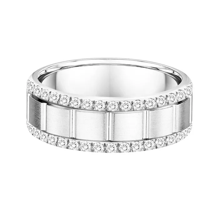 MENS BAND 050CT ROUND DIAMOND 14K WHITE GOLD AV Rings