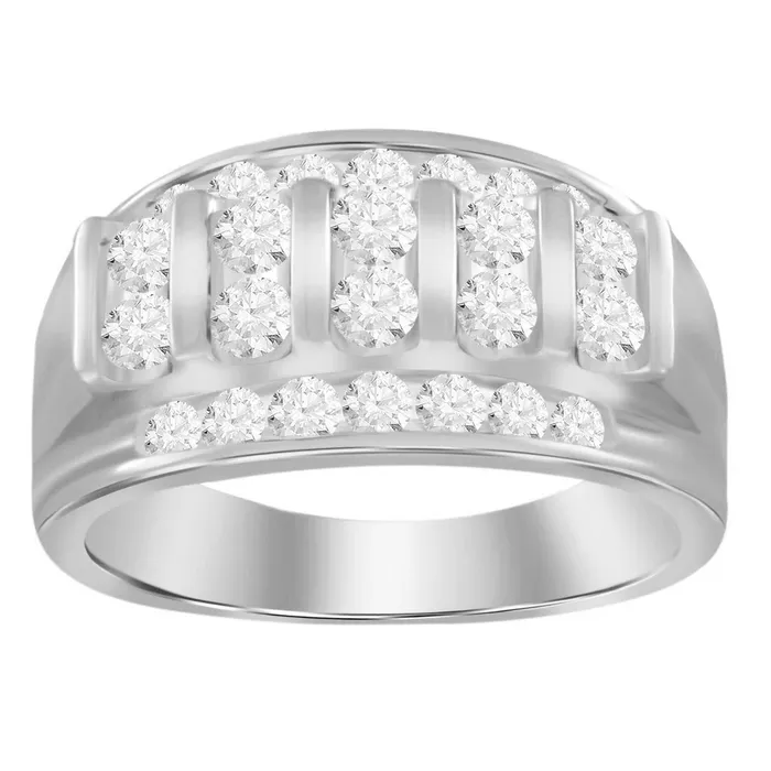 MENS BAND 150CT ROUND DIAMOND 14K WHITE GOLD AV Rings