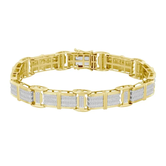 MENS BRACELET 350CT ROUNDBAGUETTE DIAMOND 10K YELLOW GOLD AV Bracelets MENS BRACELET 350CT ROUNDBAGUETTE DIAMOND 10K YELLOW GOLD AV Bracelets