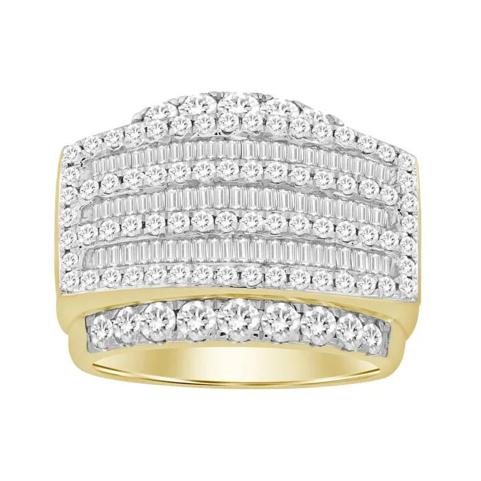MENS RING 300CT ROUNDBAGUETTE DIAMOND 10K YELLOW GOLD AV Rings