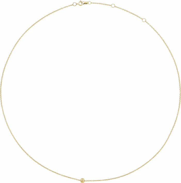 Minimalist Wear Everyday 4 MM Ball Adjustable Necklace Solid 14K White Yellow Gold or Sterling Silver 302 Fine Jewelry Necklaces