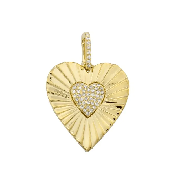 Necklaces 14K Gold Micro Pave Radiating Heart Diamond Necklace Charm Izakov Diamonds Fine Jewelry