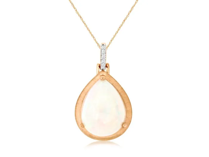 Necklaces 14K Rose Gold 383ctw Drop Style Opal Necklace ROYAL JEWELRY MFG INC
