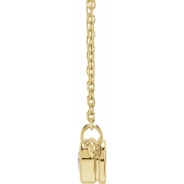 Necklaces 302 Fine Jewelry Heart Shape Natural Faceted Diamond Solitaire BezelSet Adjustable Necklace Solid 14K White Yellow Rose Gold