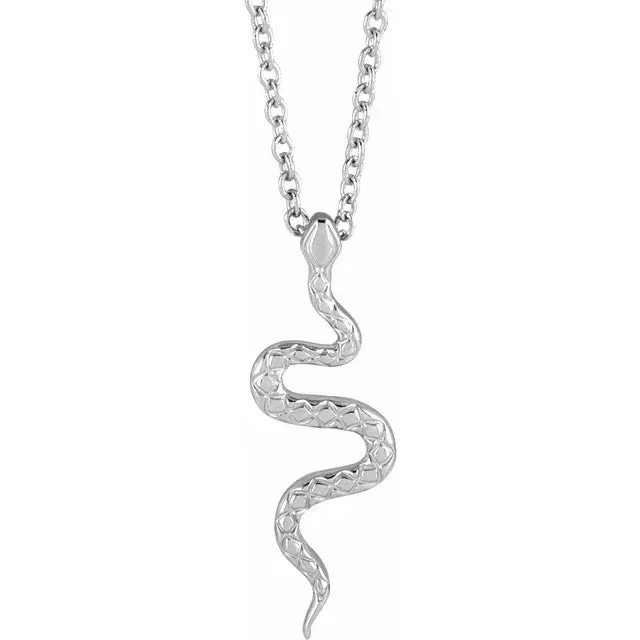 Necklaces 302 Fine Jewelry Serpent Charm Pendant Adjustable Necklace Solid 14K Gold Sterling Silver