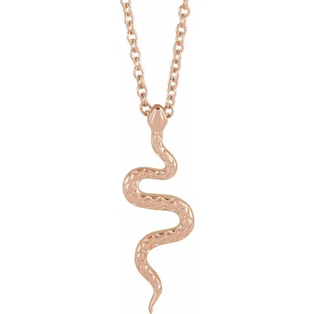 Necklaces 302 Fine Jewelry Serpent Charm Pendant Adjustable Necklace Solid 14K Gold Sterling Silver