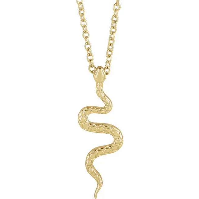 Necklaces 302 Fine Jewelry Serpent Charm Pendant Adjustable Necklace Solid 14K Gold Sterling Silver