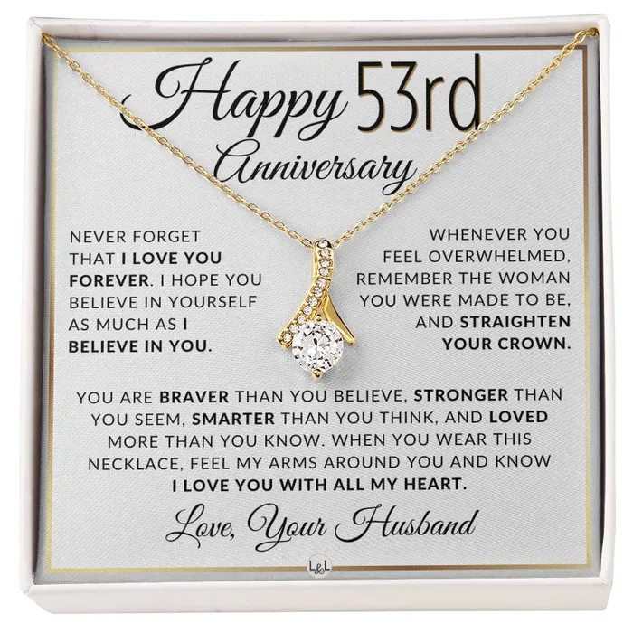 Necklaces 53rd Anniversary Gift For Wife Anniversary Gift Idea For Your Wife Drop Pendant Necklace Heartfelt Anniversary Message ShineOn Fulfillment Necklaces 53rd Anniversary Gift For Wife Anniversary Gift Idea For Your Wife Drop Pendant Necklace Heartfelt Anniversary Message ShineOn Fulfillment