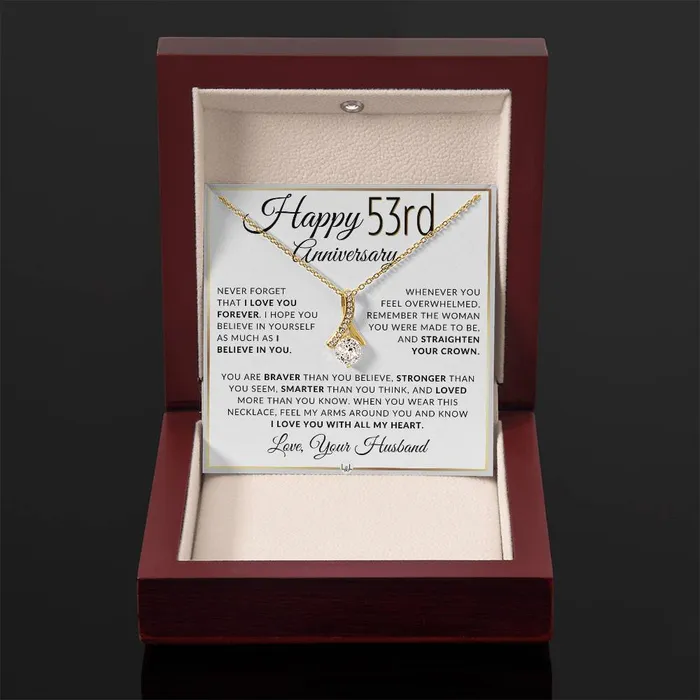 Necklaces 53rd Anniversary Gift For Wife Anniversary Gift Idea For Your Wife Drop Pendant Necklace Heartfelt Anniversary Message ShineOn Fulfillment