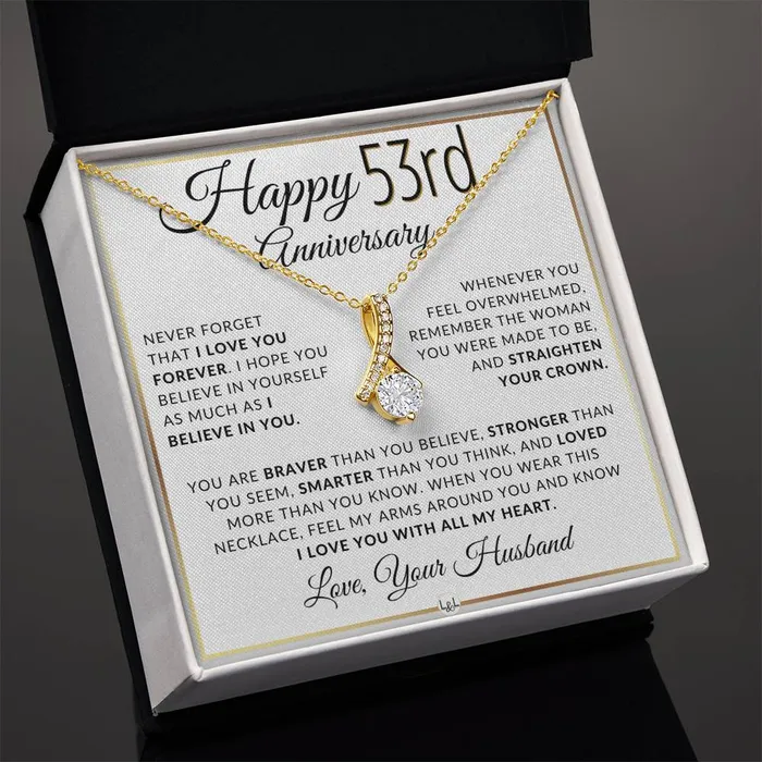 Necklaces 53rd Anniversary Gift For Wife Anniversary Gift Idea For Your Wife Drop Pendant Necklace Heartfelt Anniversary Message ShineOn Fulfillment