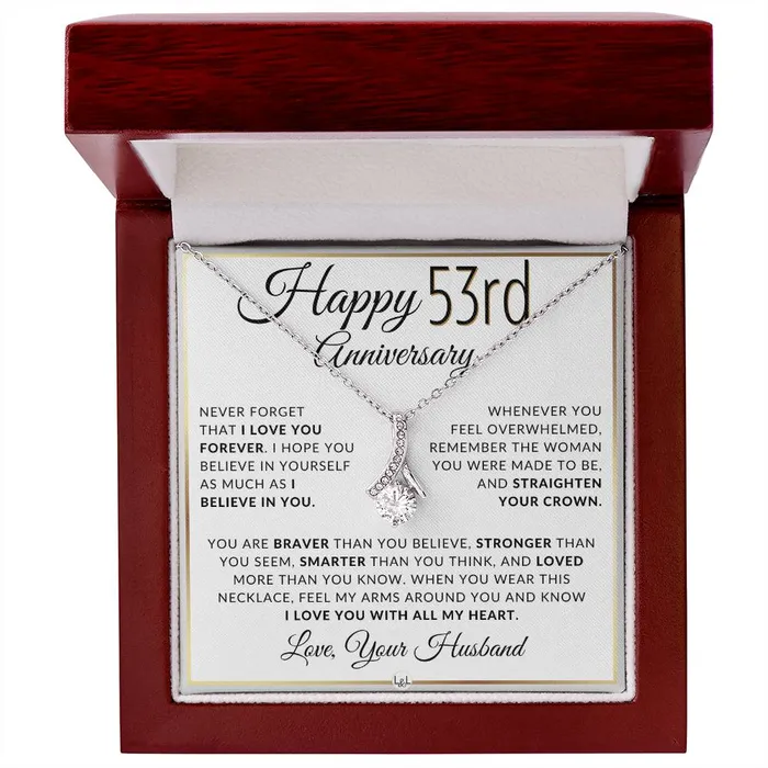 Necklaces 53rd Anniversary Gift For Wife Anniversary Gift Idea For Your Wife Drop Pendant Necklace Heartfelt Anniversary Message ShineOn Fulfillment