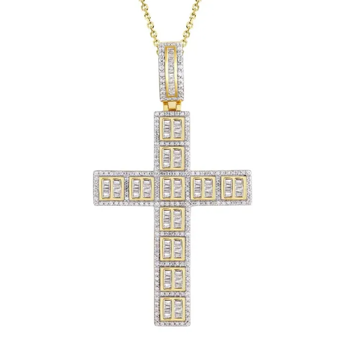 Necklaces AV MENS PENDANT 200CT ROUNDBAGUETTE DIAMOND 10K YELLOW GOLD Necklaces AV MENS PENDANT 200CT ROUNDBAGUETTE DIAMOND 10K YELLOW GOLD